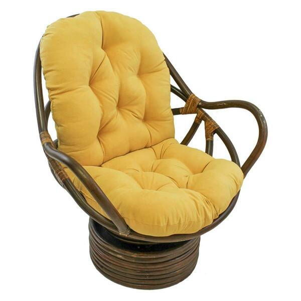 International Caravan Rattan Swivel Rocker with Micro Suede Cushion, Lemon 3310-MS-LM